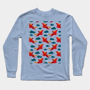 Red Unicorn Pattern Long Sleeve T-Shirt